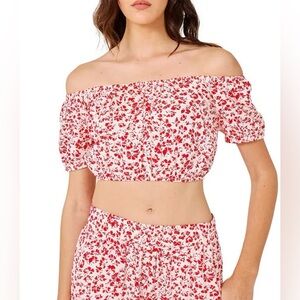 Hurley Carefree Floral Print Crop Blouse